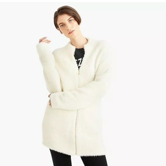 NWT J. Crew Pont Sur Fuzzy Cardigan Jacket Cream - Picture 4 of 7